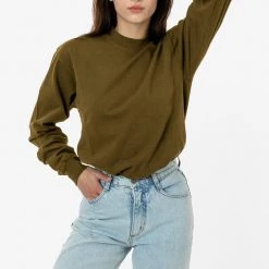 Los Angeles Apparel 1406GD Mix - Long Sleeve Garment Dye Mockneck T-Shirt