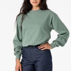 Los Angeles Apparel 1406GD Mix - Long Sleeve Garment Dye Mockneck T-Shirt