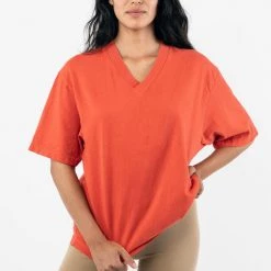 Los Angeles Apparel Women's 1456GD - Boxy V-Neck Short Sleeve T-Shirt
