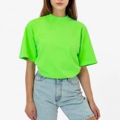Los Angeles Apparel Women's 1801NEON Unisex - 6.5oz Garment Dye Crew Neck T-Shirt (NEONS)