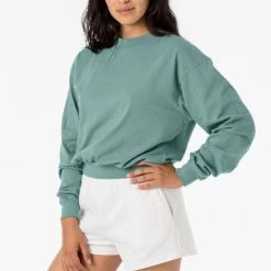 Los Angeles Apparel Women's 1804GD - Long Sleeve Garment Dye Cropped Mockneck