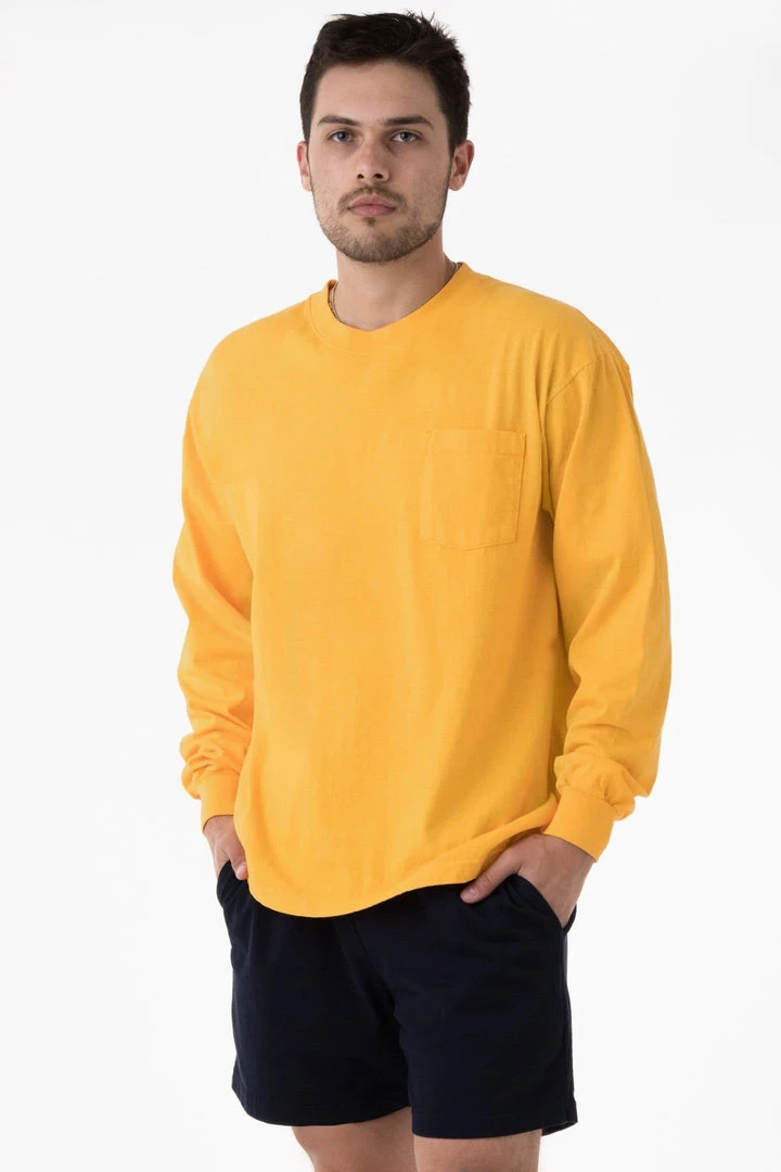 Los Angeles Apparel 1810GD - Long Sleeve Garment Dye Pocket T-Shirt Men's 4 Los Angeles Apparel 1810GD - Long Sleeve Garment Dye Pocket T-Shirt Men's