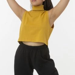 Los Angeles Apparel 18323GD - Garment Dye Sleeveless Turtleneck Crop Top