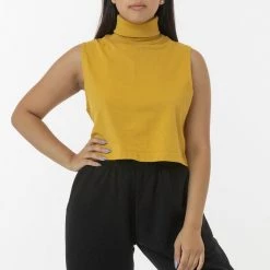 Los Angeles Apparel 18323GD - Garment Dye Sleeveless Turtleneck Crop Top
