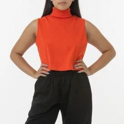 Los Angeles Apparel 18323GD - Garment Dye Sleeveless Turtleneck Crop Top