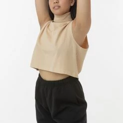 Los Angeles Apparel 18323GD - Garment Dye Sleeveless Turtleneck Crop Top