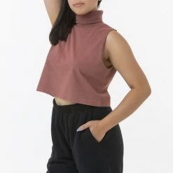 Los Angeles Apparel 18323GD - Garment Dye Sleeveless Turtleneck Crop Top