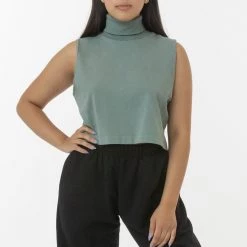 Los Angeles Apparel 18323GD - Garment Dye Sleeveless Turtleneck Crop Top
