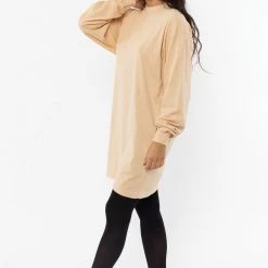 Los Angeles Apparel Women's 1837GD - Long Sleeve Garment Dye Mockneck Dress
