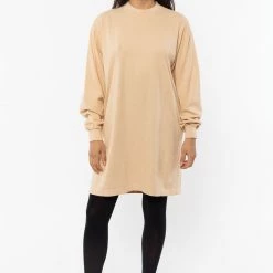 Los Angeles Apparel Women's 1837GD - Long Sleeve Garment Dye Mockneck Dress