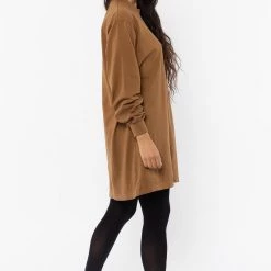 Los Angeles Apparel Women's 1837GD - Long Sleeve Garment Dye Mockneck Dress