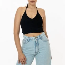 Los Angeles Apparel RFK406 - Viscose Nylon Cropped V-Neck Halter Top 14 Los Angeles Apparel RFK406 - Viscose Nylon Cropped V-Neck Halter Top