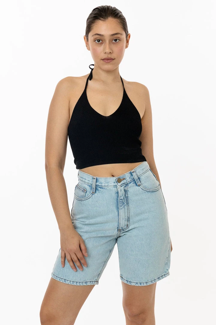 Los Angeles Apparel RFK406 - Viscose Nylon Cropped V-Neck Halter Top 5 Los Angeles Apparel RFK406 - Viscose Nylon Cropped V-Neck Halter Top