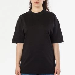 Los Angeles Apparel 2017MN Unisex - 6.0oz Mock Crew Neck Heavy Combed Cotton T-Shirt Women's