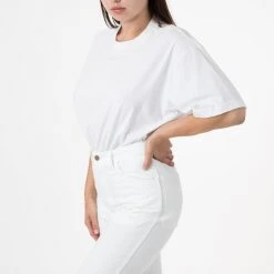 Los Angeles Apparel Women's 20020 Unisex - Natural Wash HI-Crew T-Shirt