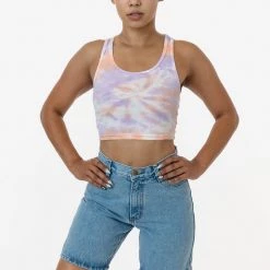Los Angeles Apparel Women's 21308TD - Tie Dye 2x1 Crop Tank