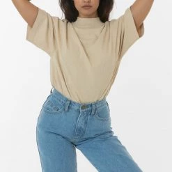 Los Angeles Apparel Women's 1825GD Unisex - Oversized Short Sleeve High Mockneck T-shirt 21 Los Angeles Apparel Women's 1825GD Unisex - Oversized Short Sleeve High Mockneck T-shirt