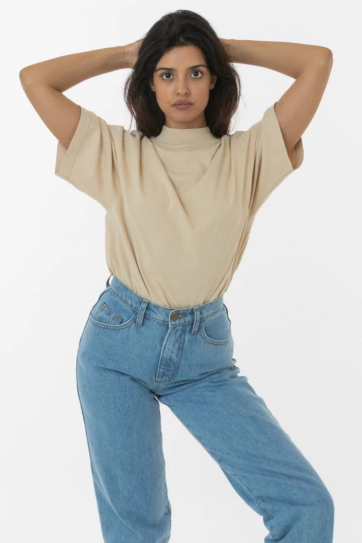 Los Angeles Apparel Women's 1825GD Unisex - Oversized Short Sleeve High Mockneck T-shirt 6 Los Angeles Apparel Women's 1825GD Unisex - Oversized Short Sleeve High Mockneck T-shirt