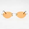 Los Angeles Apparel SGSTACY - Rimless Metal Frame Oval Sunglasses Women's