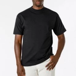 Los Angeles Apparel 2017MN - 6.0oz Mock Crew Neck Heavy Combed Cotton T-Shirt Men's