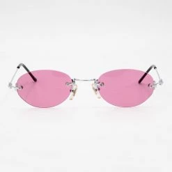 Los Angeles Apparel SGSTACY - Rimless Metal Frame Oval Sunglasses Women's