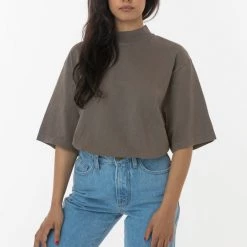 Los Angeles Apparel Women's 1825GD Unisex - Oversized Short Sleeve High Mockneck T-shirt 24 Los Angeles Apparel Women's 1825GD Unisex - Oversized Short Sleeve High Mockneck T-shirt