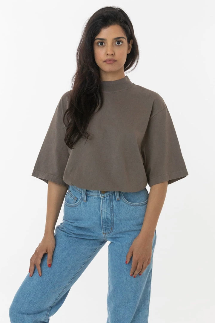 Los Angeles Apparel Women's 1825GD Unisex - Oversized Short Sleeve High Mockneck T-shirt 9 Los Angeles Apparel Women's 1825GD Unisex - Oversized Short Sleeve High Mockneck T-shirt