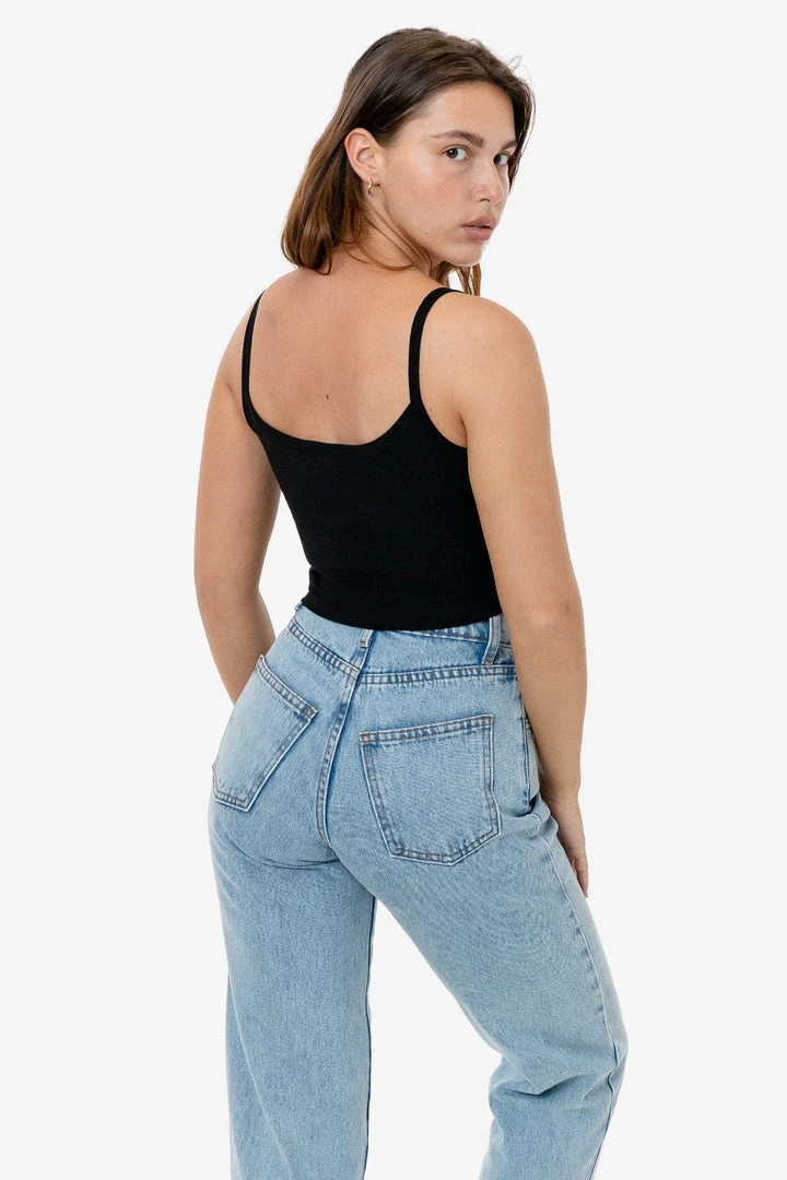 Los Angeles Apparel Women's 43016 - Baby Rib Spaghetti Crop Tank 5 Los Angeles Apparel Women's 43016 - Baby Rib Spaghetti Crop Tank