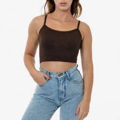 Los Angeles Apparel Women's 43016 - Baby Rib Spaghetti Crop Tank