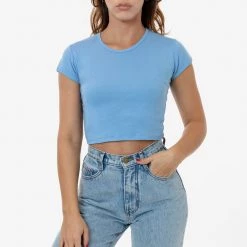 Los Angeles Apparel 43035 - Cap Sleeve Baby Rib Crop Top
