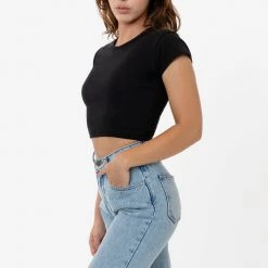 Los Angeles Apparel 43035 - Cap Sleeve Baby Rib Crop Top