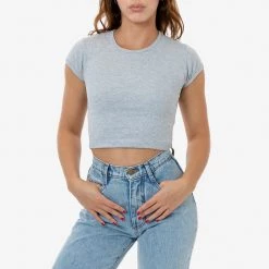 Los Angeles Apparel 43035 - Cap Sleeve Baby Rib Crop Top