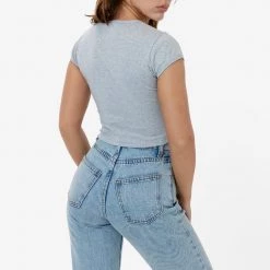 Los Angeles Apparel 43035 - Cap Sleeve Baby Rib Crop Top