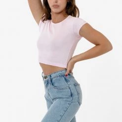 Los Angeles Apparel 43035 - Cap Sleeve Baby Rib Crop Top