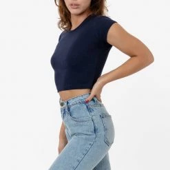 Los Angeles Apparel 43035 - Cap Sleeve Baby Rib Crop Top