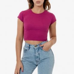 Los Angeles Apparel 43035 - Cap Sleeve Baby Rib Crop Top