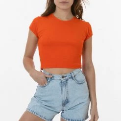 Los Angeles Apparel 43035 - Cap Sleeve Baby Rib Crop Top