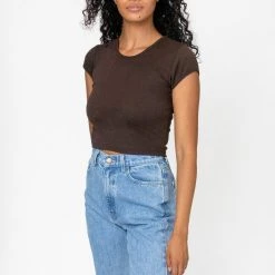 Los Angeles Apparel 43035 - Cap Sleeve Baby Rib Crop Top
