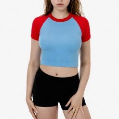 Los Angeles Apparel 43077 - Baby Rib Short Sleeve Cropped Raglan Women's