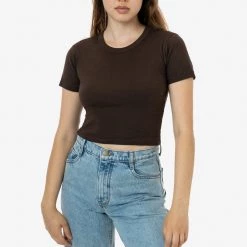 Los Angeles Apparel 4325 - Baby Rib Short Sleeve Crop Tee Women's