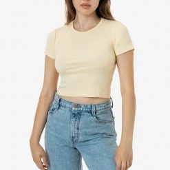 Los Angeles Apparel 4325 - Baby Rib Short Sleeve Crop Tee Women's