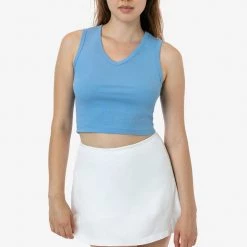 Los Angeles Apparel 4357 - Baby Rib Sleeveless V-Neck Crop Tank