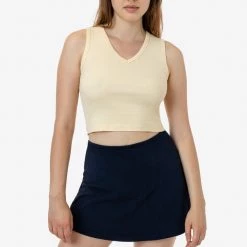 Los Angeles Apparel 4357 - Baby Rib Sleeveless V-Neck Crop Tank
