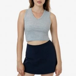 Los Angeles Apparel 4357 - Baby Rib Sleeveless V-Neck Crop Tank