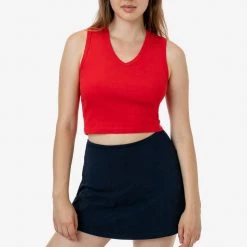 Los Angeles Apparel 4357 - Baby Rib Sleeveless V-Neck Crop Tank