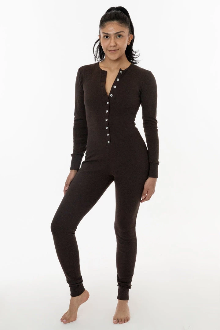 Los Angeles Apparel 4390 - Poly Cotton Rib Henley Onesie 3 Los Angeles Apparel 4390 - Poly Cotton Rib Henley Onesie