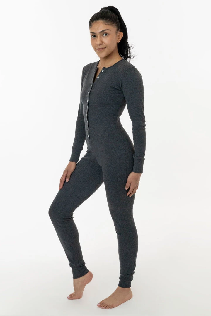 Los Angeles Apparel 4390 - Poly Cotton Rib Henley Onesie 5 Los Angeles Apparel 4390 - Poly Cotton Rib Henley Onesie