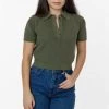Los Angeles Apparel RFK46GD - Cotton Short Sleeve Cropped Polo Sweater Women's