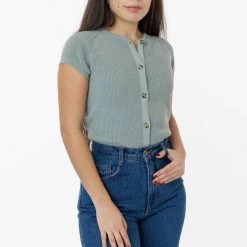 Los Angeles Apparel RFK47GD - Cotton Raglan Short Sleeve Cropped Sweater