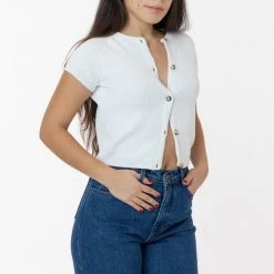 Los Angeles Apparel RFK47GD - Cotton Raglan Short Sleeve Cropped Sweater